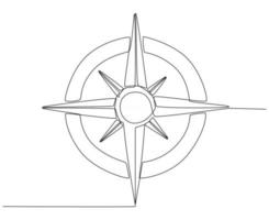 Continuous line drawing of compass vector illustration