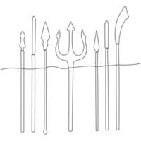 continuous line drawing of a spear vector illustration