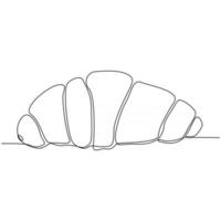 dibujo de línea continua de ilustración de vector de croissant