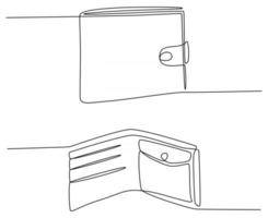 Continuous line drawing of wallet vector illustration