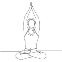 continuous line drawing of yoga lady vector illustration