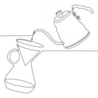 continuous line drawing of coffee maker barista vector illustration