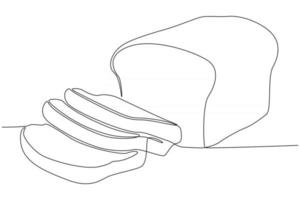 continuous line drawing of slices of bread vector illustration
