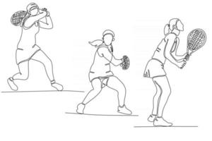 Dibujo de línea continua de la ilustración de vector de jugador de tenis
