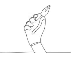 continuous line drawing of a hand holding pliers vector illustration