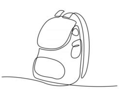 Continuous line drawing of back pack vector illustration