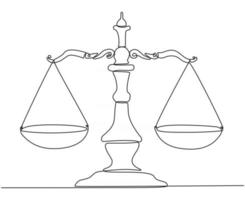 Continuous line drawing of court scales symbol vector illustration