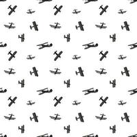 Set of cartoon silhouettes cute airplane. Seamless Pattern. Vector Illustration