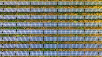 Aerial top view of Solar panels photo