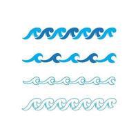 conjunto de vector de icono de onda de agua de conjunto de diseño de logotipo de playa y océano