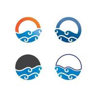 Water and wave icon vector logo design nature ocean and beach object