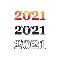 número año nuevo 2021 diseño vector logo y diseño número