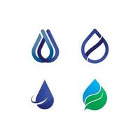 vector de plantilla de logotipo de gota de agua y conjunto de iconos de logotipo de onda naturaleza océano y playa