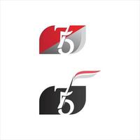 number 75 logo design and concept with flag logo design set vector