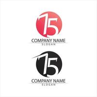 number 75 logo design and concept with flag logo design set vector