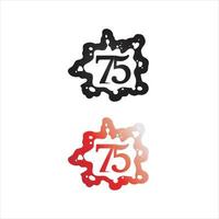 number 75 logo design and concept with flag logo design set vector