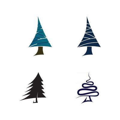 merry Christmas icon pine Trees vector illustration and logo design