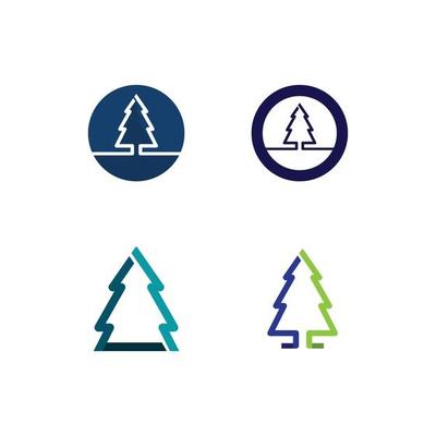 pine trees merry Christmas icon Tree vector illustration and logo design