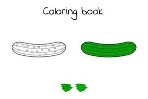 Vector illustration. Game for children. Vegetable. Coloring page cucumber