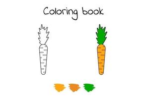 ilustración vectorial. juego para niños. vegetal. zanahoria para colorear vector