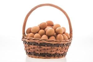 Eggs basket on white photo