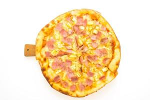 Hawaiian pizza on wooden tray photo