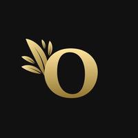 Golden Initial Letter O Leaf Logo vector