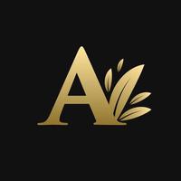 Golden Initial Letter A Leaf Logo vector