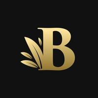 Golden Initial Letter B Leaf Logo