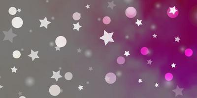 Light Pink, Yellow vector background with circles, stars.