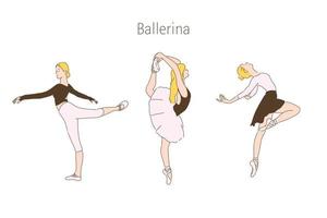 movimientos de la bailarina. ilustraciones de diseño de vectores de estilo dibujado a mano.