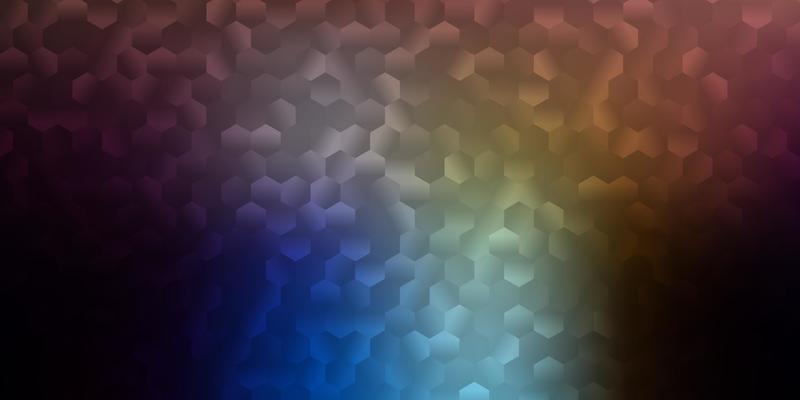 Dark blue, yellow vector layout with shapes of hexagons.