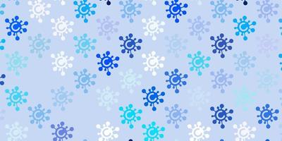 Light BLUE vector background with covid-19 symbols.