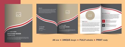 plantilla de folleto corporativo bi-fold, catálogo, plantilla de folleto y totalmente editable. vector