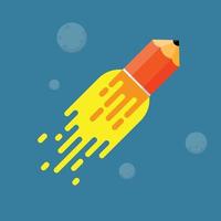 Pencil rocket. Concept of success in education. Vector illustration