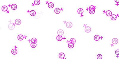 Light Purple, Pink vector background with woman symbols.