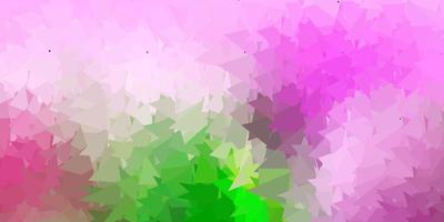 Light pink, green vector abstract triangle pattern.