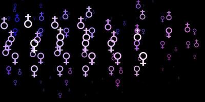 Light Purple vector background with woman symbols.