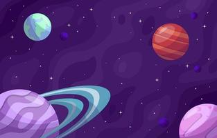 Space with Planet Flat Concept vector