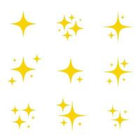 conjunto de estrellas vectoriales originales brillan fuegos artificiales, centelleo de decoración, icono de flash brillante. ilustración vectorial vector