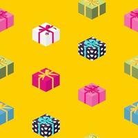 Abstract Gift Box with Bow and Ribbon Seamless Pattern Background. Vector Illustrration