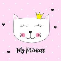 Little Cute Cat Princess Vector Illustration