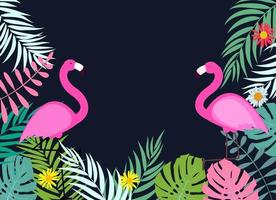 Cute Pink Flamingo Summer Background Vector Illustration