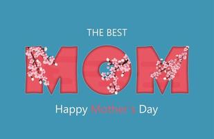 Happy Mother's day greeting card with Sakura flowers background. Vector Illustration