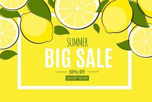 Abstract Summer Sale Background with Lemon. Vector Illustration