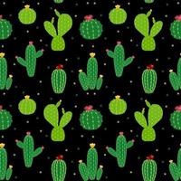 Cactus Icon Collection Seamless Pattern Background Vector Illustration