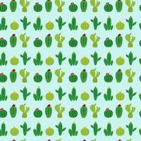 Cactus Icon Collection Seamless Pattern Background Vector Illustration