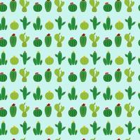 Cactus Icon Collection Seamless Pattern Background Vector Illustration