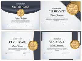 Certificate template Background Collection Set. Award diploma design blank. Vector Illustration