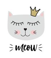 Little Cute Cat Princess Vector Illustration